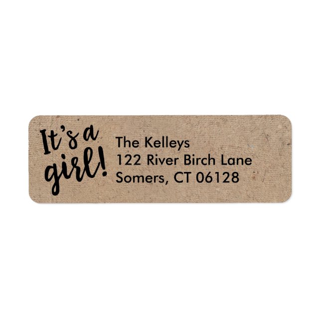 It's a Girl, Kraft Style Rustic Address (Front)