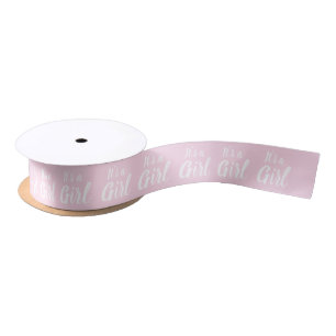 It's a Girl, light oink white, gift wrapping  Satin Ribbon