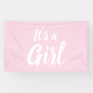 It's a Girl, light pink baby shower, gender reveal Banner