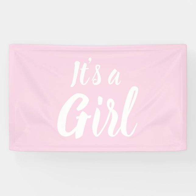 It's a Girl, light pink baby shower, gender reveal Banner (Horizontal)
