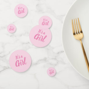 It's a Girl, light pink baby shower, gender reveal Confetti