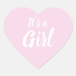 It's a Girl, light pink baby shower, gender reveal Heart Sticker