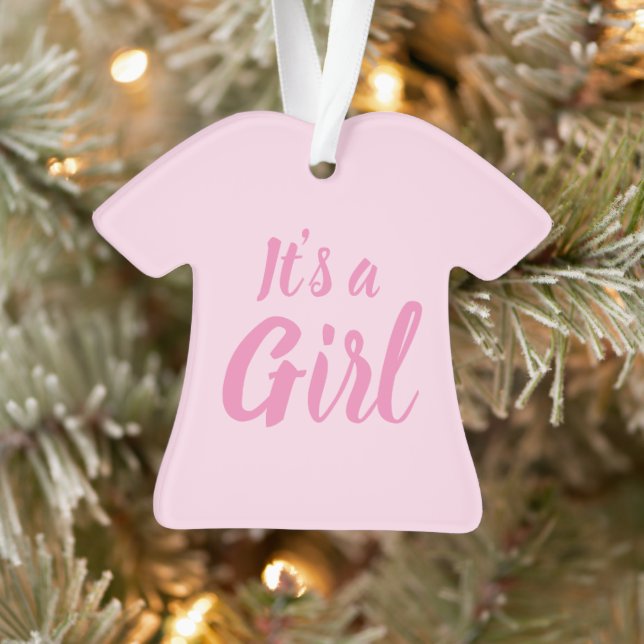 It's a Girl, light pink baby shower, gender reveal Ornament (Tree)