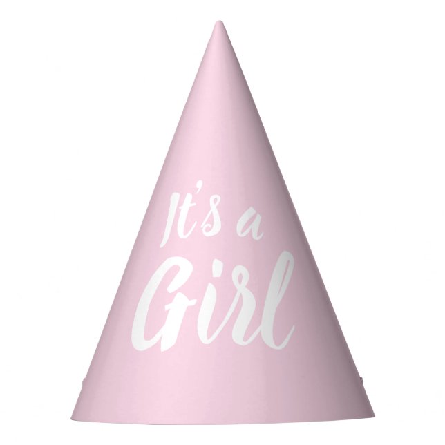 It's a Girl, light pink baby shower, gender reveal Party Hat (Front)