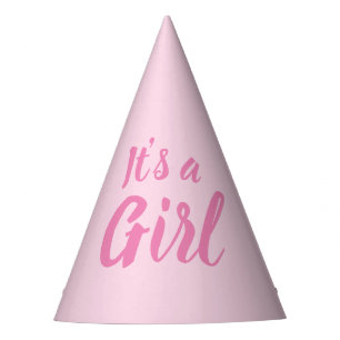 It's a Girl, light pink baby shower, gender reveal Party Hat