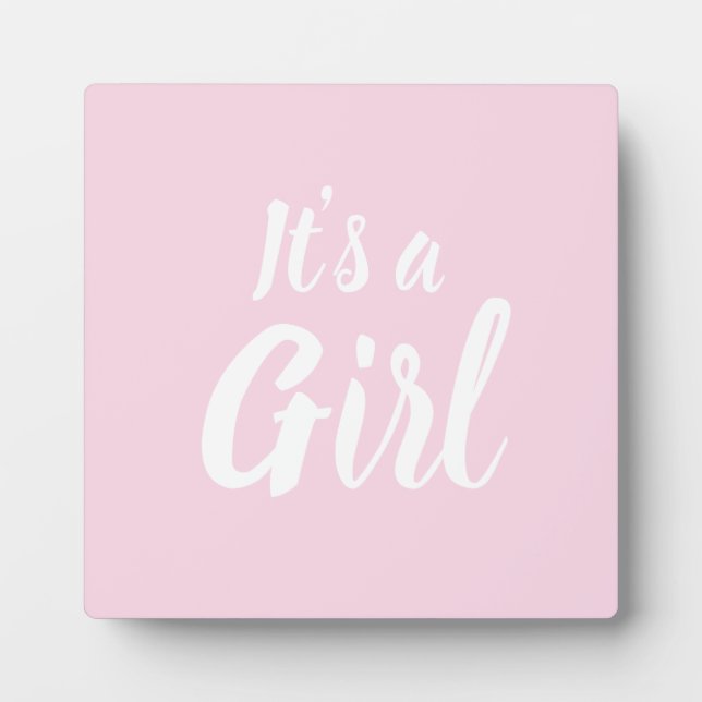 It's a Girl, light pink baby shower, gender reveal Plaque (Front)