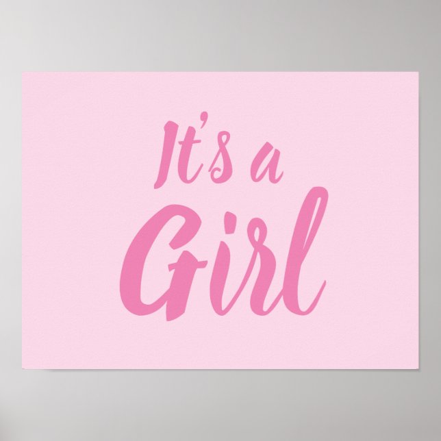 It's a Girl, light pink baby shower, gender reveal Poster (Front)