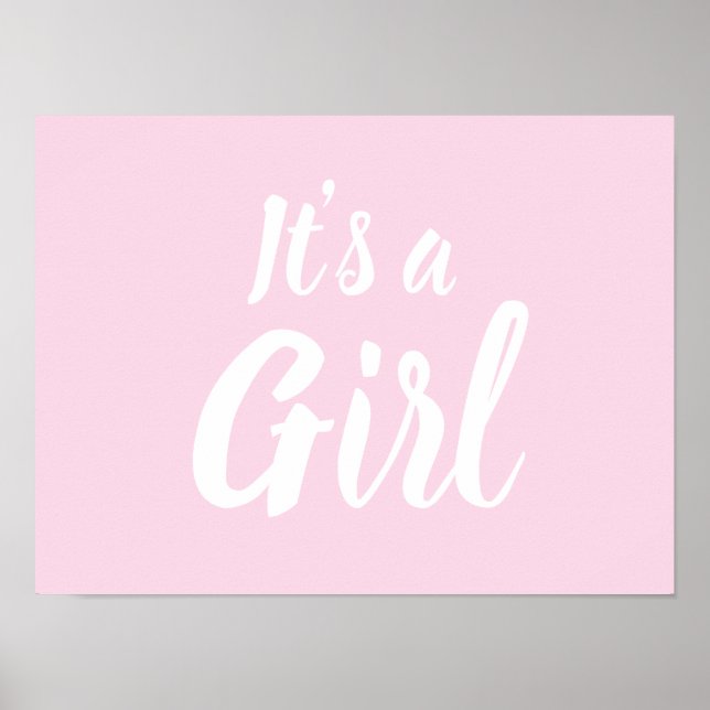 It's a Girl, light pink baby shower, gender reveal Poster (Front)