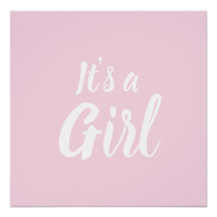 It's a Girl, light pink baby shower, gender reveal Poster