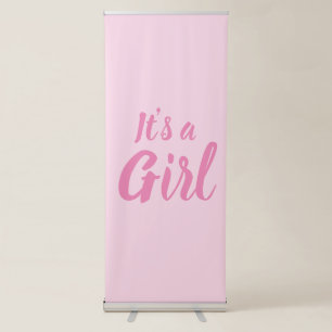 It's a Girl, light pink baby shower, gender reveal Retractable Banner