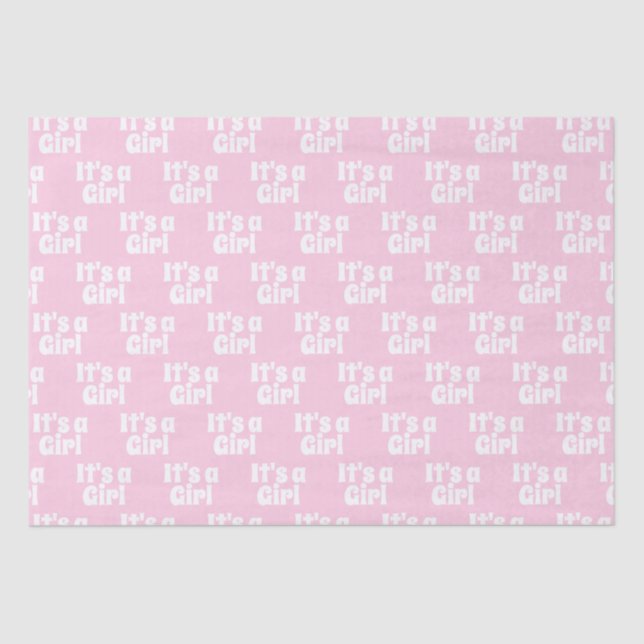 It's a Girl, light pink white baby shower gift Tis Tissue Paper (Front)
