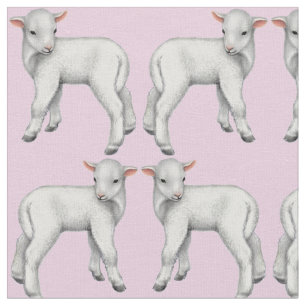 It's a Girl Little Baby Lamb Fabric