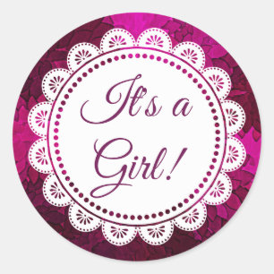 It's a Girl Magenta Stickers