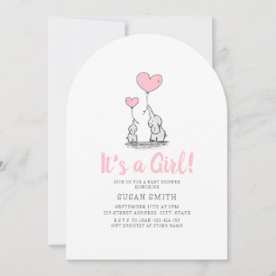 It's a Girl Minimalist Elephant Baby Shower Invitation