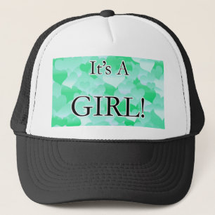 It's A Girl! Minty Hearts Trucker Hat