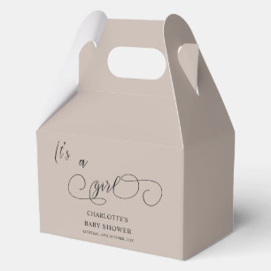 It's a Girl Modern Minimal Calligraphy Baby Shower Favour Box