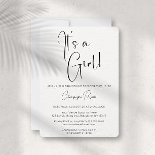 It's A Girl Modern Script Baby Shower Invitation