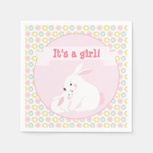 It's a girl Mother & Baby Girl Bunny Baby Shower Napkin