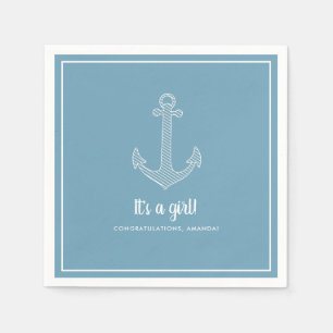 It's a Girl Nautical Blue Baby Shower Napkins