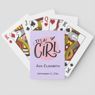 It's A Girl New Baby Announcement Playing Cards