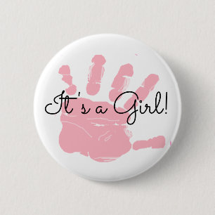 It's a Girl, New Baby Birth Announcement Button