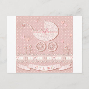 Its a girl, new born baby girl announcement,birth announcement postcard