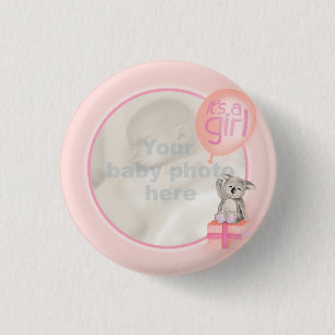 "It's a girl" newborn photo koala peach badge