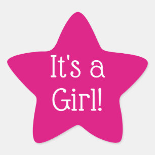 Its a Girl Newborn Pink Star Sticker