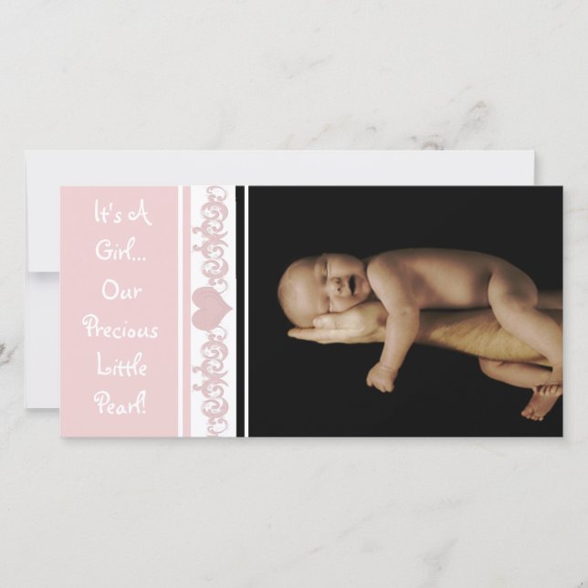 It's A Girl... Our Precious Little Pearl Announcement (Front)