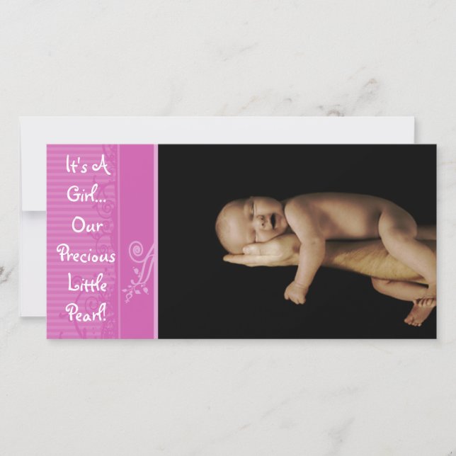 It's A Girl... Our Precious Little Pearl Announcement (Front)