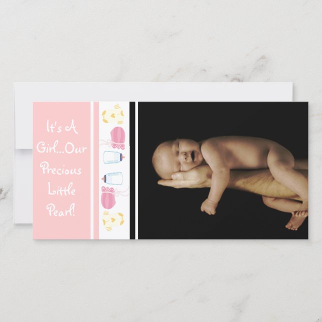It's A Girl... Our Precious Little Pearl Announcement (Front)