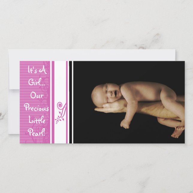 It's A Girl... Our Precious Little Pearl Announcement (Front)