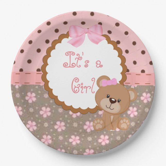 It's a Girl Paper Plate (Front)