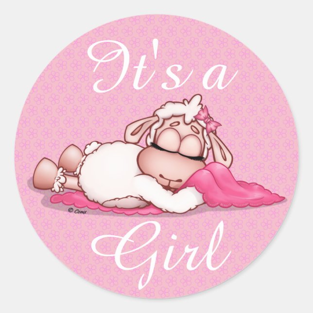 It's a Girl Personalise Baby Shower Pink sticker (Front)