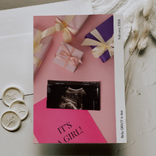 It's a Girl Photo Baby Announcement Card
