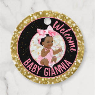 It's a Girl Pink and Gold Glitter Elegant  Favour Tags