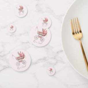 It's a Girl!  Pink Baby Carriage Shower Confetti