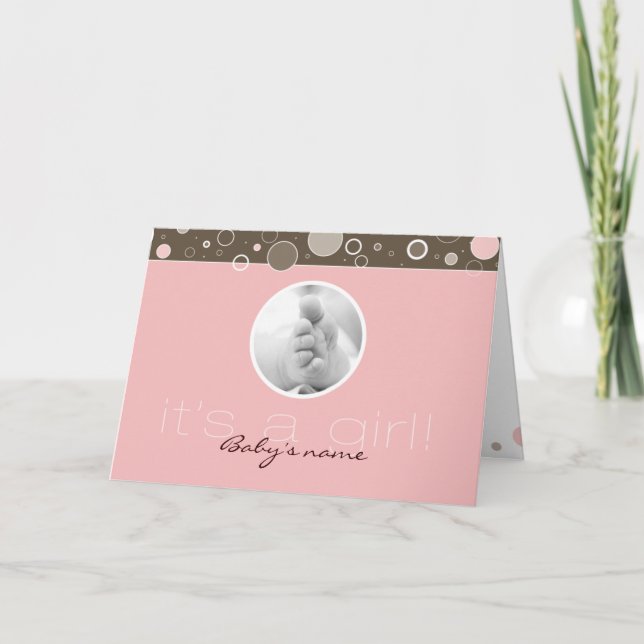 It's a Girl! - Pink Baby Girl Custom Folded Card (Front)