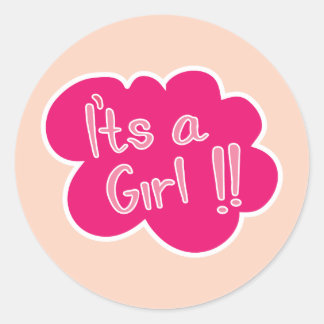 It's a girl pink baby girl shower classic round sticker
