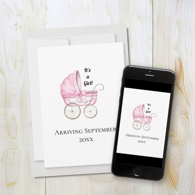 It's A Girl! Pink Baby Pregnancy Announcement (Creator Uploaded)