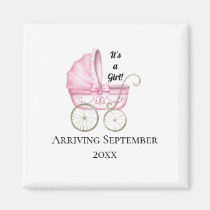 It's A Girl! Pink Baby Pregnancy Announcement Magnet