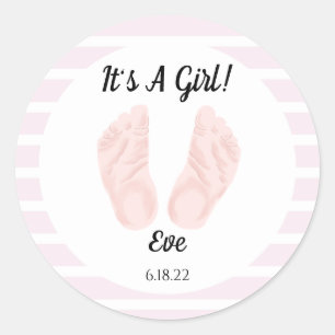 It's A Girl, Pink Baby Shower Classic Round Sticker