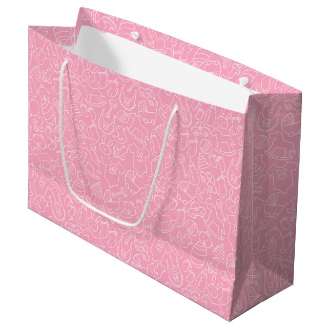 It's a Girl Pink Baby Shower Large Gift Bag (Front Angled)