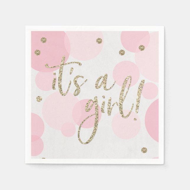 It's a Girl Pink Baby Shower Paper Napkin (Front)