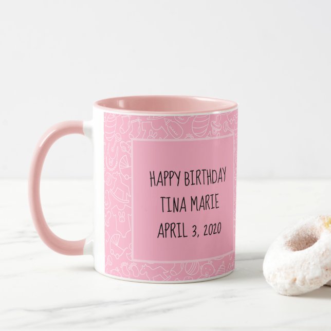It's a Girl Pink Baby Shower Personalised Mug (With Donut)