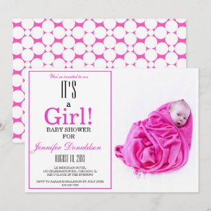 It's a Girl! Pink Baby Shower Photo Invitation