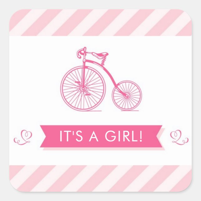 It's a Girl Pink Baby Shower Stickers (Front)