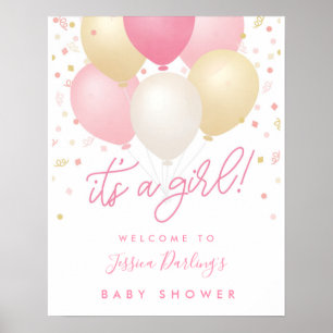 It's a Girl Pink Baby Shower Welcome Poster