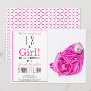 It's a Girl! Pink Baby Sprinkle Photo Invitation