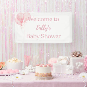 It's A Girl Pink Balloons Baby Shower Welcome Banner